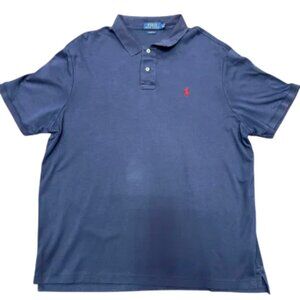 Ralph Lauren Navy Button Down Polo Shirt – Red Embroidered Logo – Men’s XL